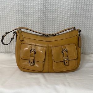 COACH Auth Camel Shoulder Silver Zip Closure Nag